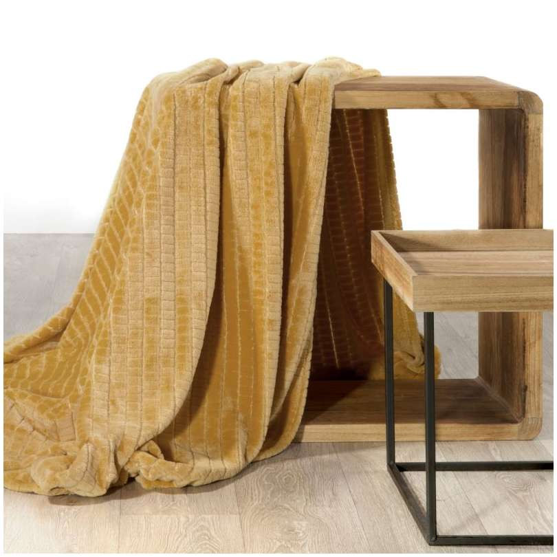 LUXE SPREI BLOK MOSTERD
