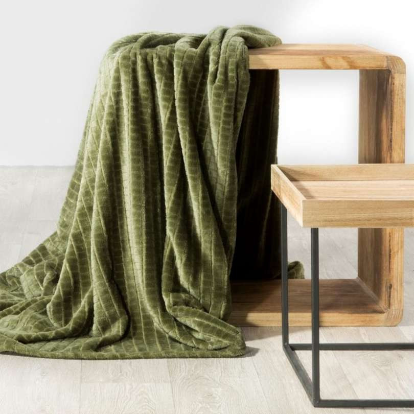LUXE SPREI BLOK OLIJF