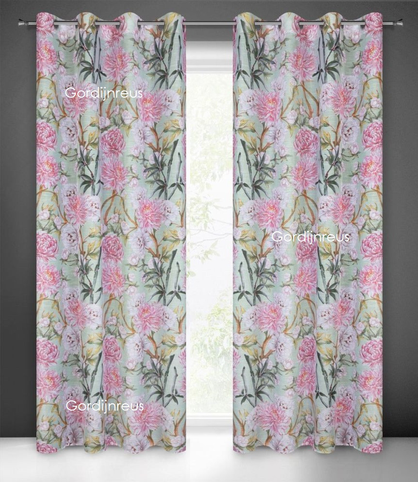 gordijn met ringen BOTANIC DAHLIA 140 x 250 cm 2 stuks