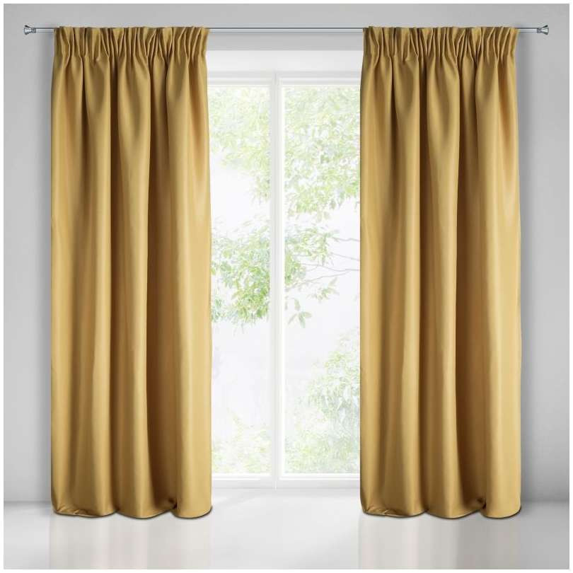 gordijn met plooiband mosterd 140x270cm x 2 stuks