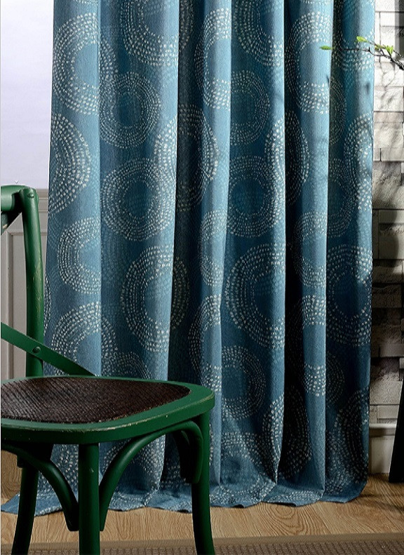 Blauwe Batik Gordijn 250cm breed x 250cm hoog - 2 Stuks