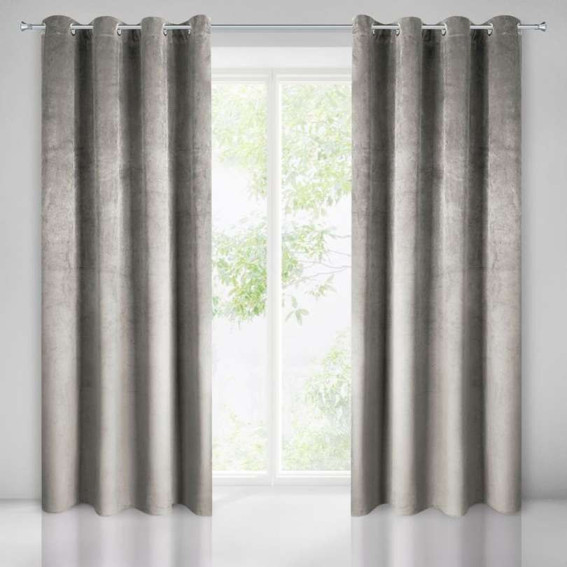 Velours gordijn met ringen beige 140x250 2 stuks