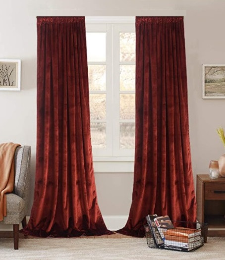 Velours Gordijn roest hoogglans met plooiband 140x270cm x 4 stuks OP=OP