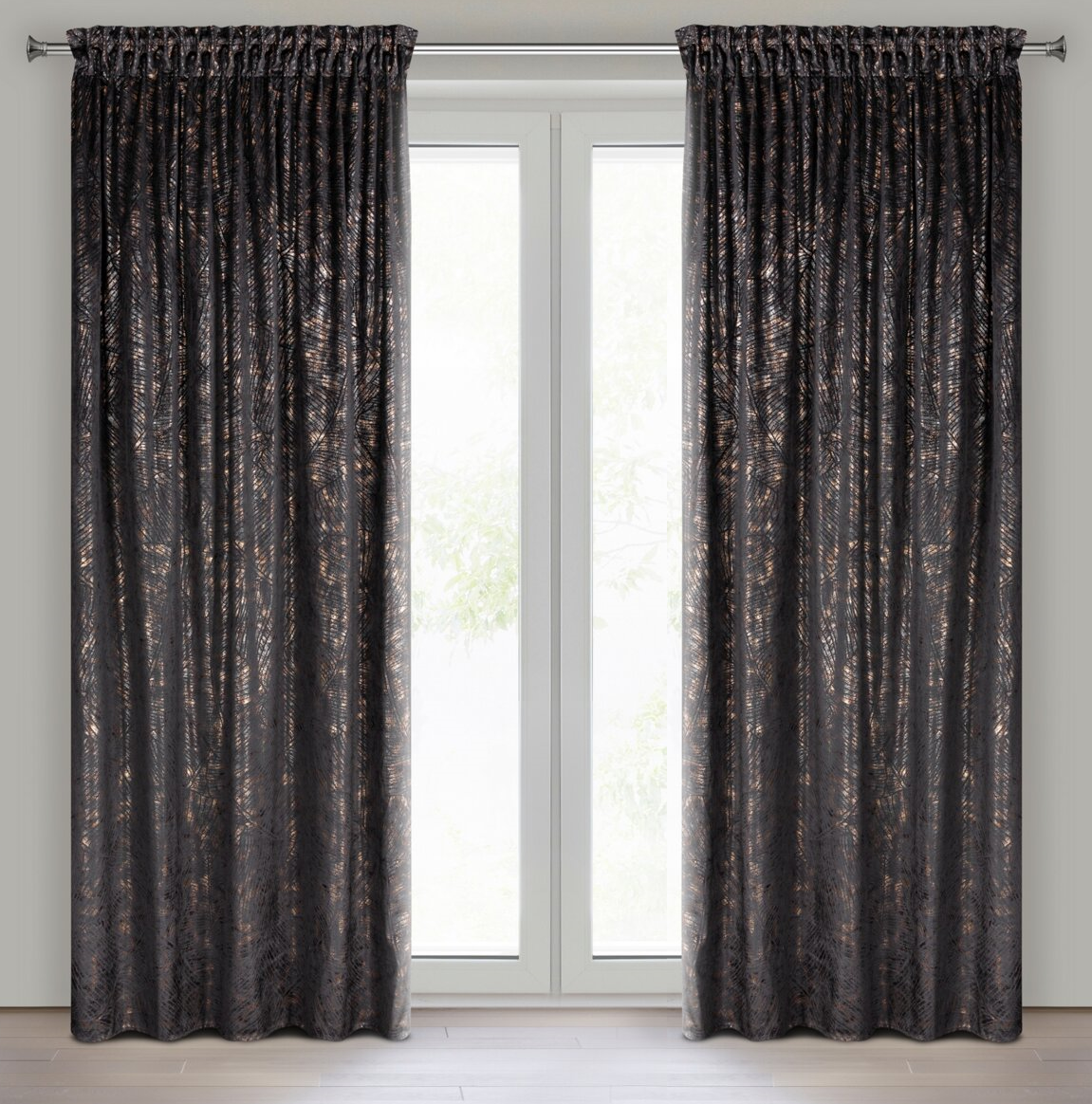 VELOURS GORDIJN GALAXY ZWART 140X250CM 2 STUKS