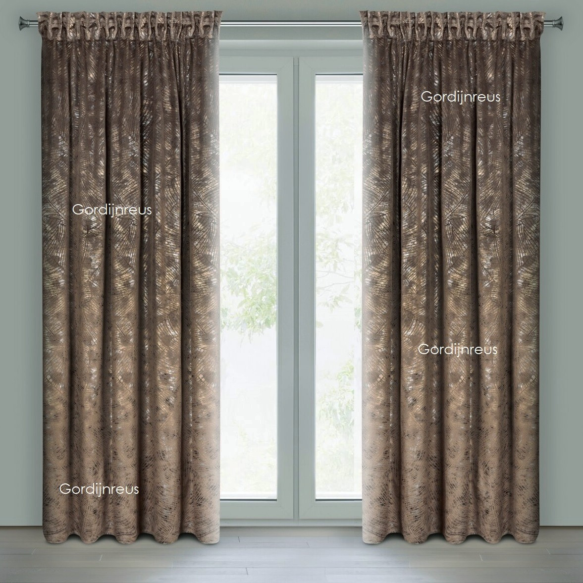 VELOURS GORDIJN GALAXY BRUIN 140X270CM 2 STUKS