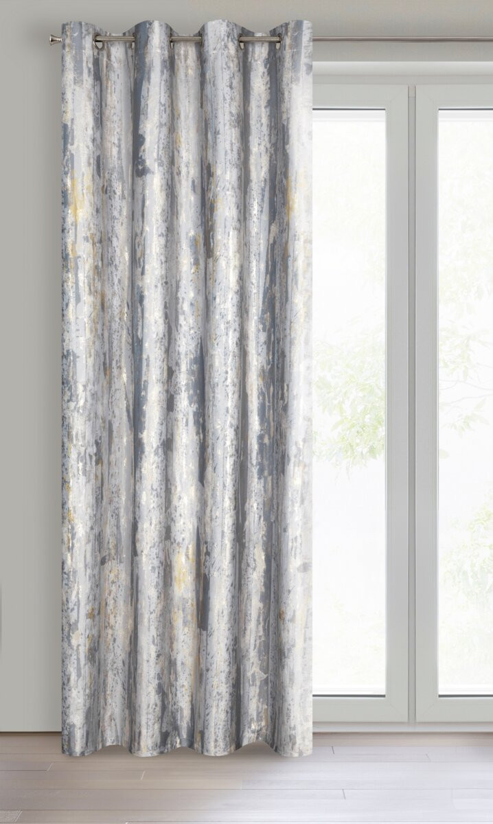 VELOURS GORDIJN met ringen METALICA GRIJS 140X250CM 