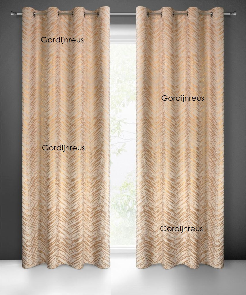 VELOURS GORDIJN met ringen RAMONA CREME 140X250CM 2 STUKS OP=OP