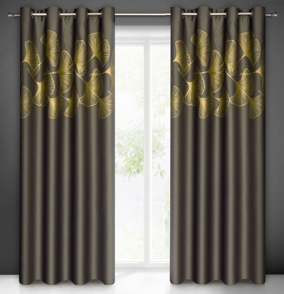 VELOURS GORDIJN MET RINGEN DECO BRUIN 140X250cm 2 STUKS