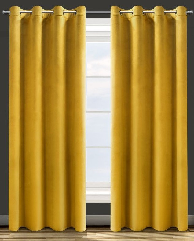 Velours ringgordijn oud goud geel 140x250cm x 2 stuks