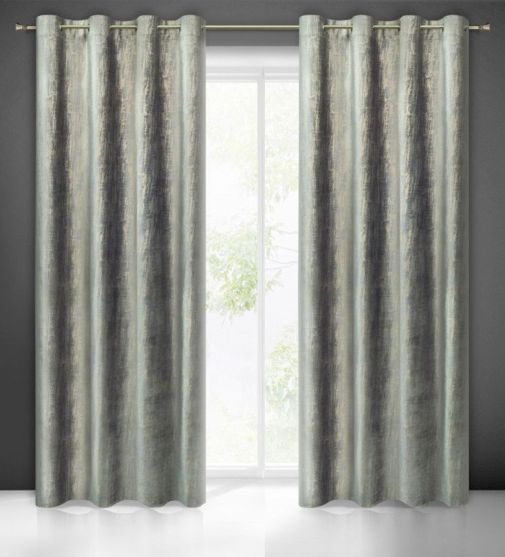 VELOURS GORDIJN MET RINGEN GRIJS met GOUD 140X250cm 2 STUKS