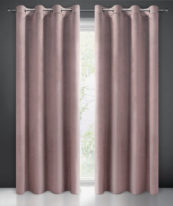 Velours ringgordijn oudroze 215cmx250cm x 2 stuks