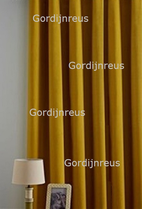  Nieuw! Plooigordijn Superdik luxe stof Mustard 2 stuks 280 x 250 cm