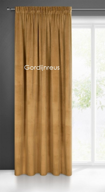 VELOURS GORDIJN MET PLOOIBAND BELLA  CAMEL 140x270 cm