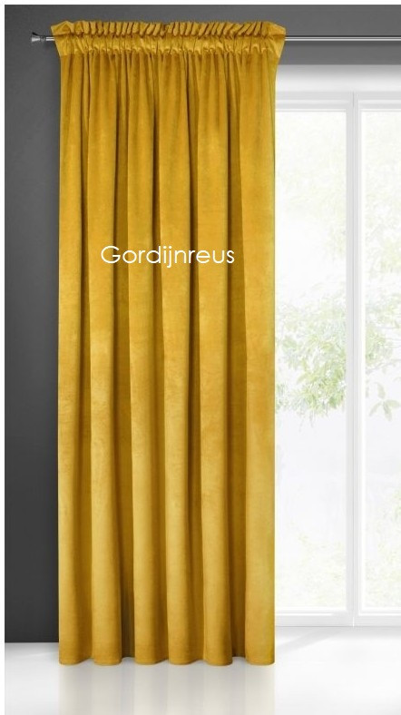 VELOURS GORDIJN MET PLOOIBAND BELLA GEEL 140x270 cm