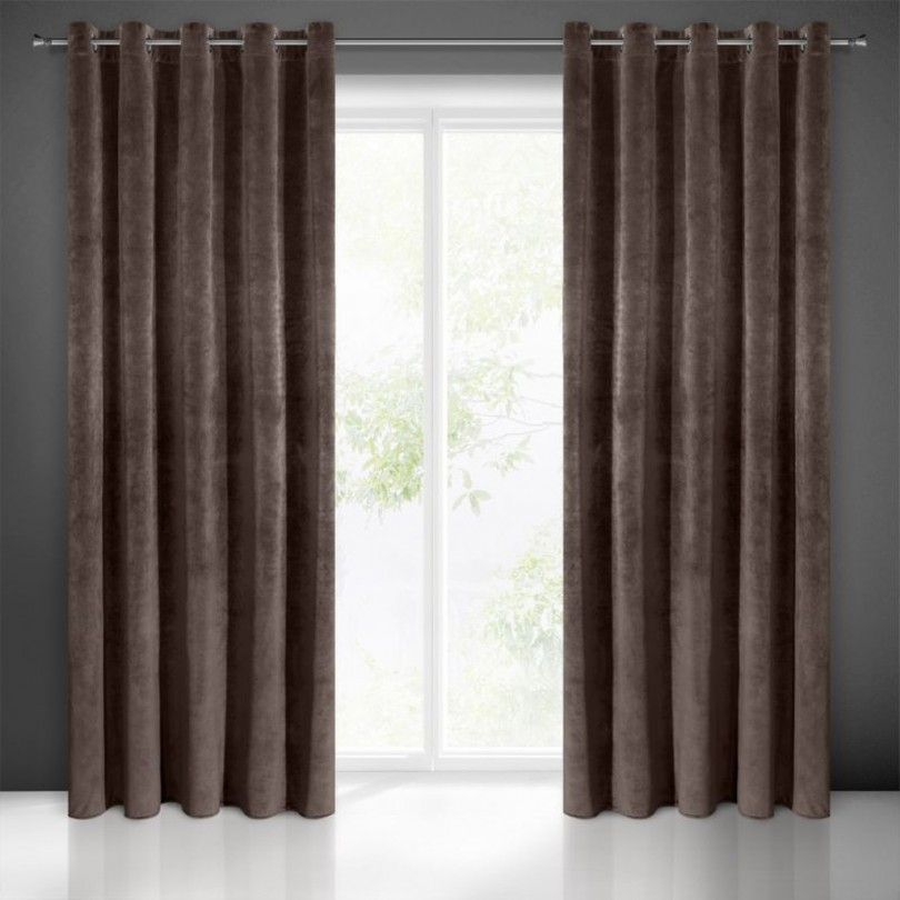 VELOURS RINGGORDIJN BRUIN 140X250CM 2 STUKS