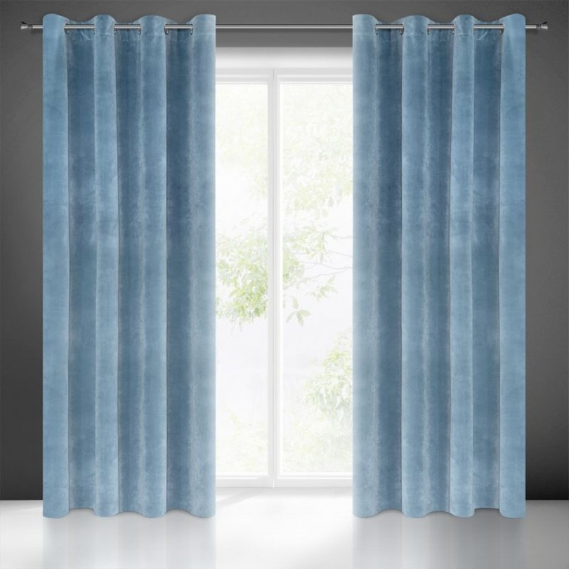 Velours ringgordijn Lichtblauw 140x250cm x 2 stuks
