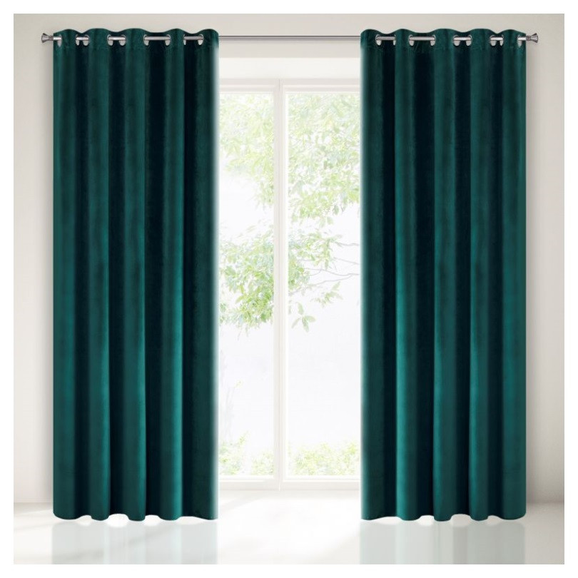 Velours ringgordijn donkergroen 140x250cm x 2 stuks