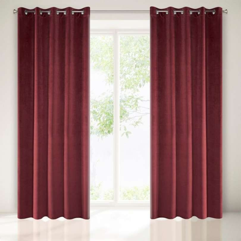velours gordijn donkerrood