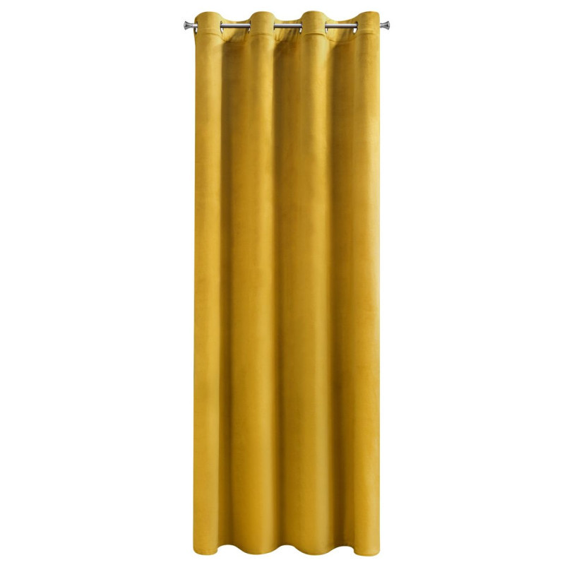 Verduisterende velours gordijn geel met ringen 140x250