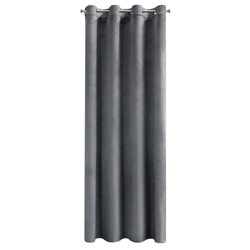 Verduisterende velours gordijn grijs met ringen 140x250