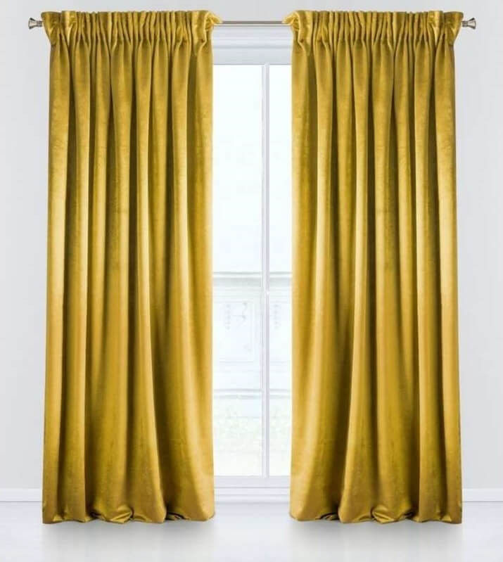 velours gordijn mosterdgeel
