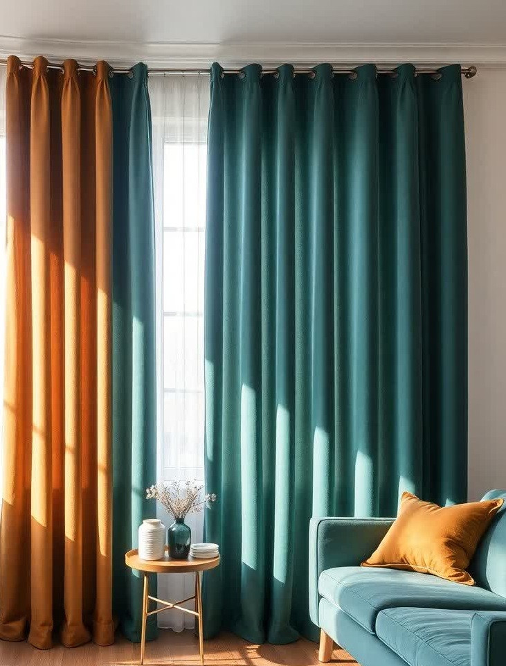 VELOURS GORDIJNEN TURQUOISE HOOGGLANS 4 STUKS IN 1 KOOP!