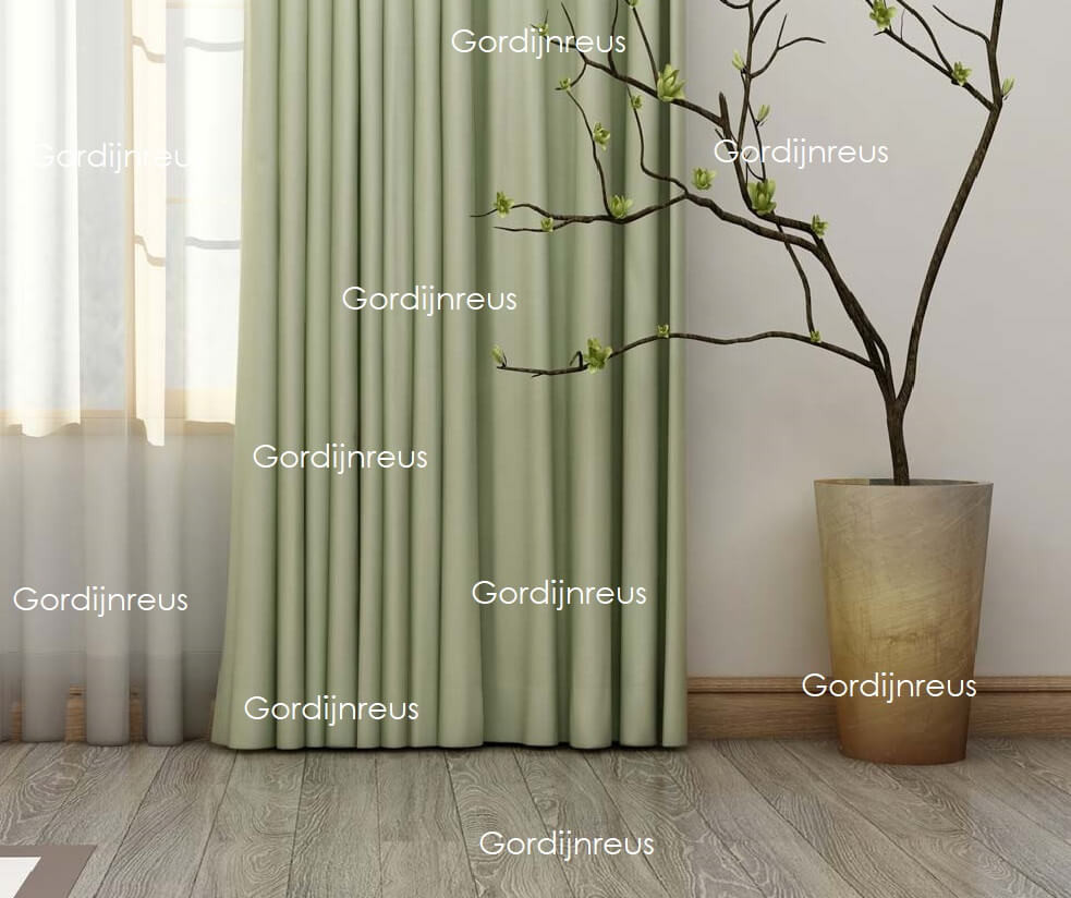 OP=OP LUXE VERDUISTERENDE PLOOIGORDIJN 280cm breed - lichtgroen - 2 STUKS