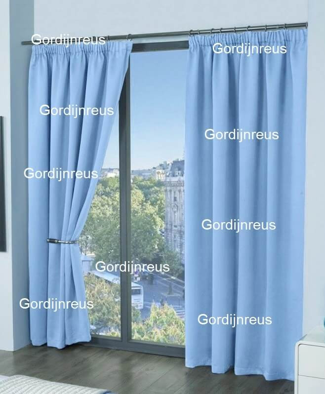 LUXE VERDUISTERENDE PLOOIGORDIJN LICHTBLAUW 280 CM BREED - 2 stuks