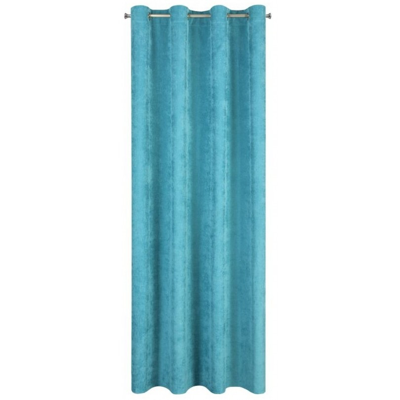 Verduisterende gordijn turquoise ribstof met ringen 140x250