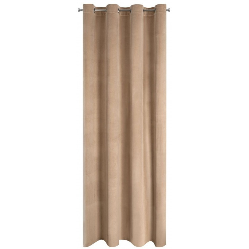 Verduisterende velours gordijn beige met ringen 140x250