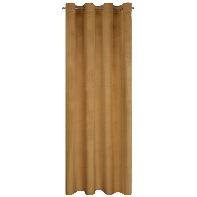 Verduisterende velours gordijn camel met ringen 140x250