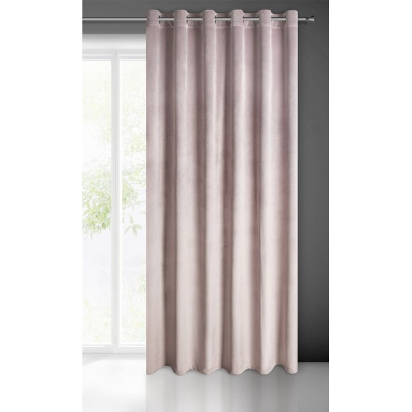 Verduisterende velours gordijn roze met ringen 140x250