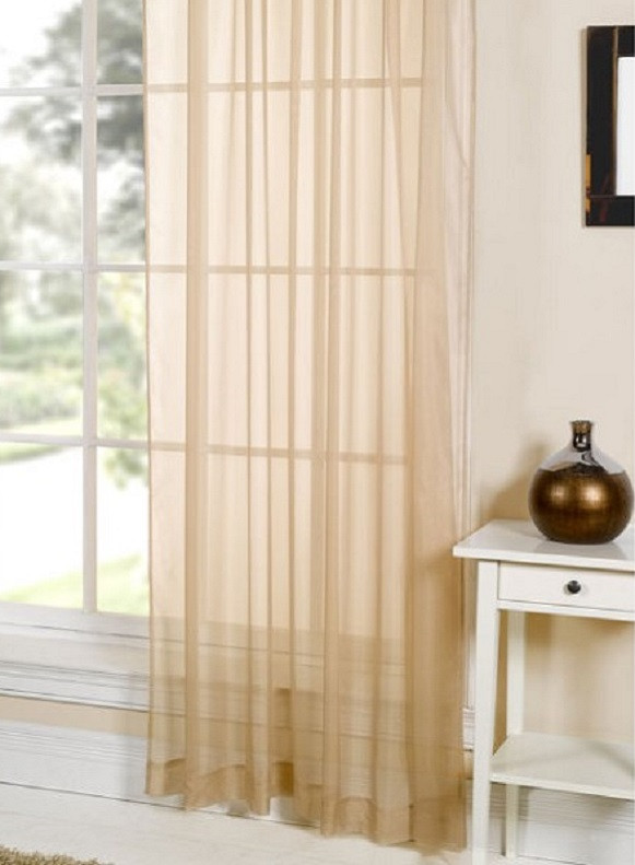 Vitrage plooigordijn Beige