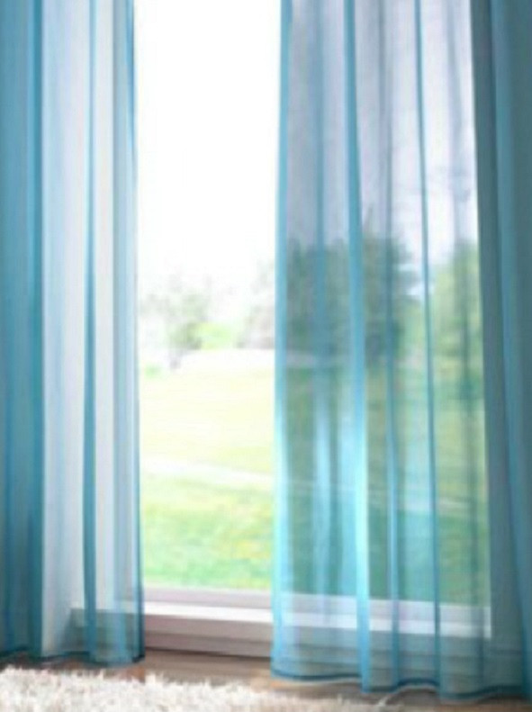 Vitrage plooigordijn Turquoise