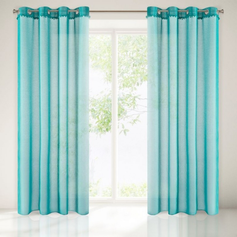 Vitrage turquoise groen 140x250cm x 2 stuks