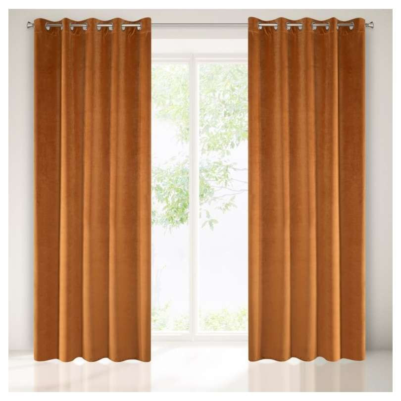 VELOURS RINGGORDIJN COGNAC 140X250CM 2 STUKS