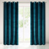 Ringgordijn Jacquard velours teal 140x250cm x 2 stuks