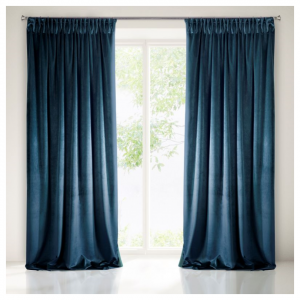 Velours Gordijn donkerblauw met plooiband 140x270cm x 2 stuks